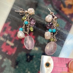 Earrings, silvers with various stones